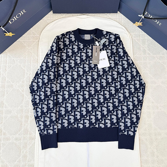 dior oblique jacquard crew neck sweater